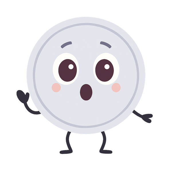 Mealo's plate mascot, a friendly cartoon character.