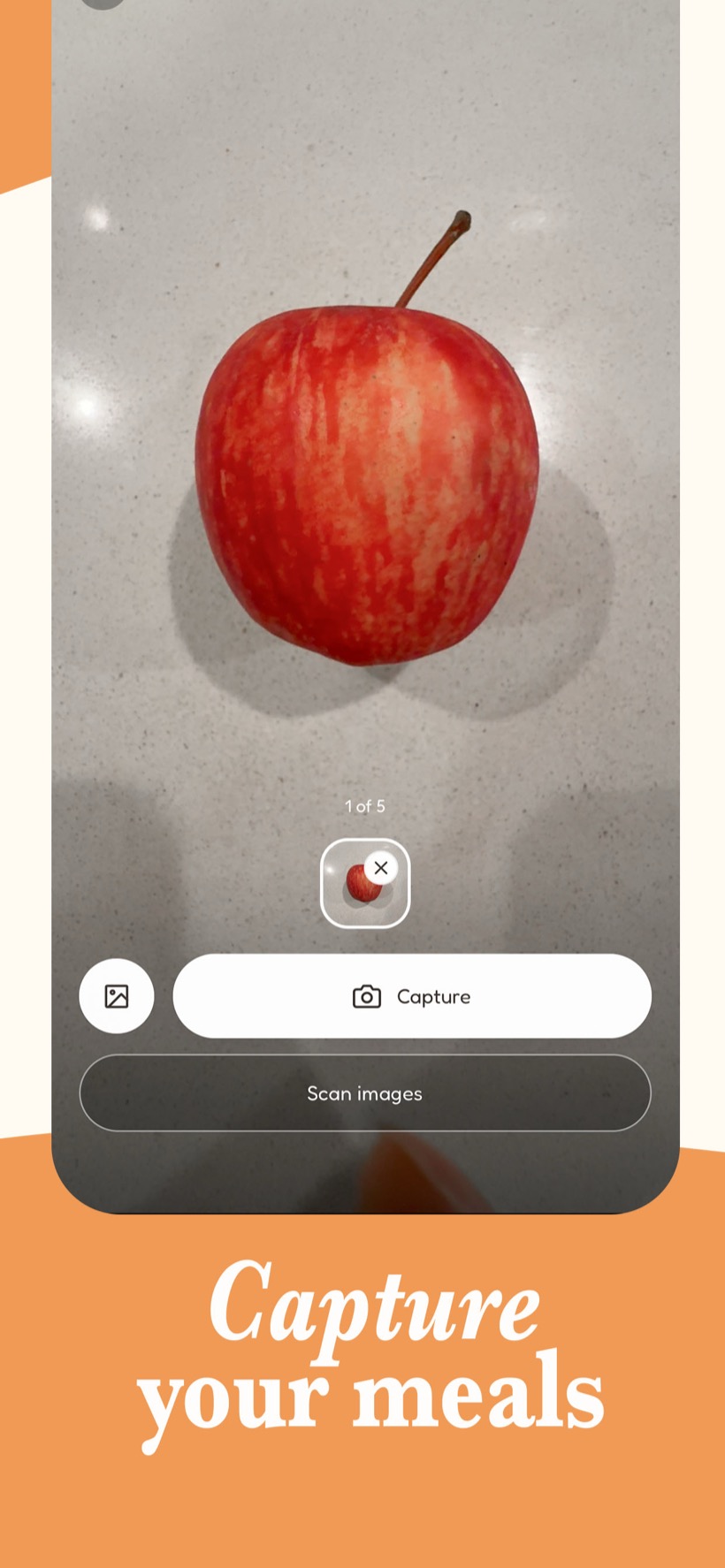 Mealo's camera capture, pointing at food to turn it into a saved recipe.
